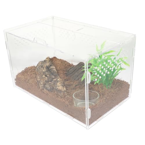 Transparentes Terrarium Gecko Käfig Tank Schlangengehege Frosch-Panzer Leopard Hamsterbecken Eidechsen Schildkrötengehege Lebensraum Für Frösche Reptil Dinosaurier Gehäuse Acryl DRESSOOS von DRESSOOS