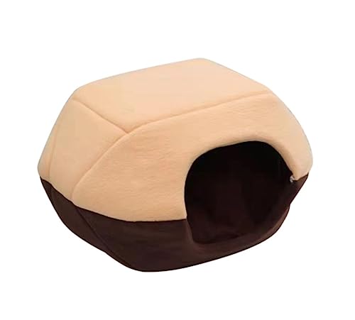 Katzenbett Haustierbett Haustier Bett Winter Katze Hund Bett Haus Faltbare Weiche Warme Tier Welpen Höhle Schlaf Matte Pad Nest Haustier Liefert Hundesofa Schlafen (Color : Brown, Size : 35 * 30cm) von DRMEE