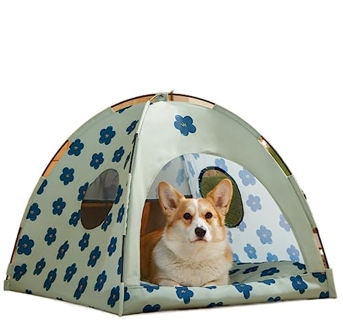 Katzenbett Haustierbett Haustierzelt Für Kleine Katzen, Kleine Haustierbetten Mit Abnehmbarem Kissen, Tragbare Katzenhöhlenbetten, Faltbares Haustierzelt Hundesofa Schlafen (Color : Blue, Size : 58* von DRMEE