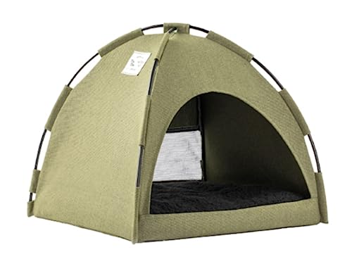 Katzenbett Haustierbett Pop-up-Haustierzelt, Tragbares Hunde- Und Katzenbetthaus Mit Kissen, Für Katzen, Hunde, Haustierspielhaus, Campingzelt Im Freien Hundesofa Schlafen (Color : Grün, Size : 42x4 von DRMEE