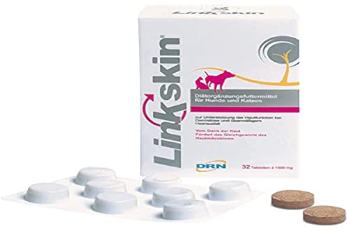 Livisto Linkskin | 32 Tabletten | Diätergänzungsfuttermittel für Hunde und Katzen | Kann dabei helfen Hautveränderungen vorzubeugen und entgegenzuwirken von DRN