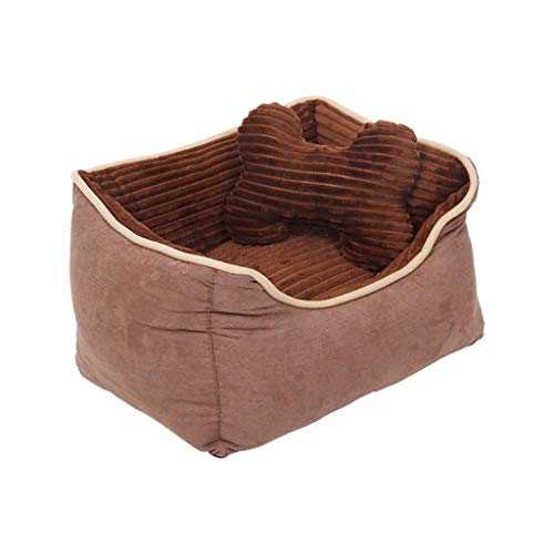 DRYIC Haustiernest Kaffee Haustierhüttenunterlage Hundebett Labrador abnehmbar und waschbar Vier Jahreszeiten Haustiernestzubehör Universal (One Color 45x35x22cm) von DRYIC