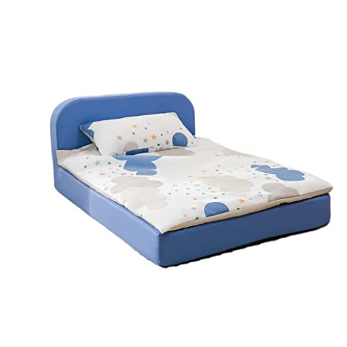 DRYIC Hundebett, Cooles Bett, Teddy, Welpe, abnehmbares und waschbares Katzenbett, Katzenbett, Kätzchen, Heimtierbedarf (Blue Medium) von DRYIC