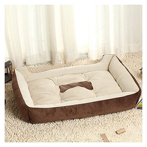 DRYIC Hundebett Haustier-Hundebett für kleine mittelgroße Hunde, rechteckiges waschbares schlafendes Haustierbett Hund (Brown Large) von DRYIC