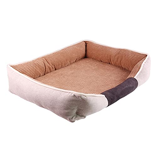 Hundebett, Warmer Plüsch und kühle Seide, doppelseitiges Design erhältlich, Abnehmbarer Bezug, waschbar (Brown Medium) von DRYIC