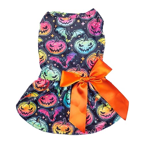 Haustier-Kleid, Halloween-Kleid, Kürbis-Druck, Haustierkleidung, kleine Hunde, niedlicher Hund, Haustier-Mädchen, Welpen, Outfits für Mädchen, Hunde, Katzen, Strand (B) von DSOPV