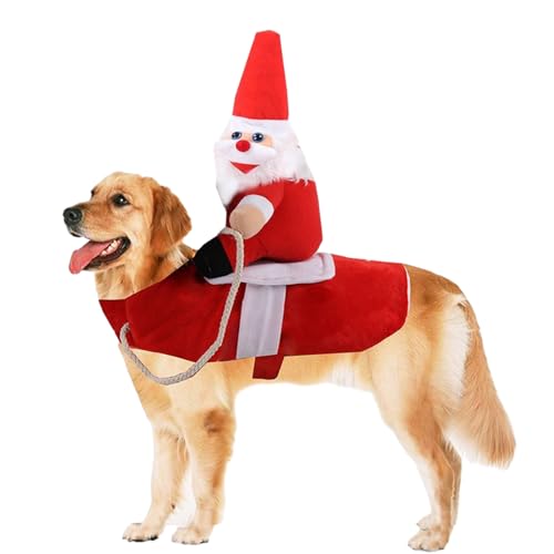 Weihnachtskostüm für Hunde, Weihnachtsmann-Kostüm, Haustierkleidung, Weihnachtsmann, Reiten, Haustierurlaub, Verkleidung für Hunde und Katzen, Größe L von DSOPV