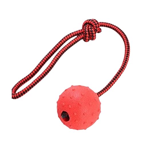DSOUWEH 2X Seil Spielzeugball für Haustiere – langlebig und geruchlos für lang anhaltenden Spaß, Zahnknirschen, Trainingszubehör, Gummi Hundeball, Rot, kleine Größe von DSOUWEH