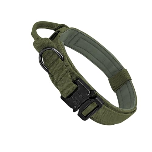 DSOUWEH Taktisches Hundehalsband, bequem, ungiftig, Kratzfest, leicht zu tragen, Nylon Halsband, Leine, verstellbar, Haltbarkeit, Training, Grün, L von DSOUWEH