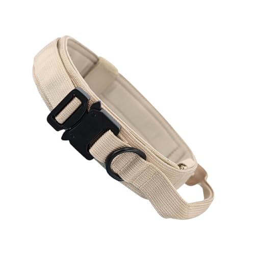 DSOUWEH Taktisches Hundehalsband, bequem, ungiftig, Kratzfest, leicht zu tragen, Nylon Halsband, Leine, verstellbar, Haltbarkeit, Training, Khaki, L von DSOUWEH