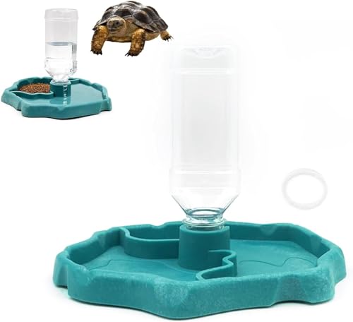 DSQSasahip Reptilien Schildkröte Futternapf, 2 in 1 Futternapf für Reptilien,Schildkröte Futternapf Automatisierte,Futter Wasserspender Geeignet für Schildkröten, Geckos von DSQSasahip