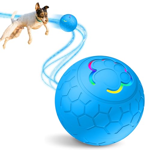 DSXVJHD Interaktives Hundeballspielzeug, intelligenter Hüpfball für Hunde, aktiver automatischer rollender Hundeball, elektronisches bewegliches Hüpfballspielzeug (Blau) von DSXVJHD