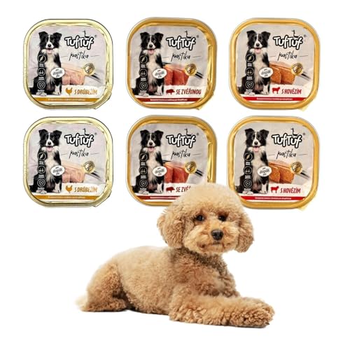 300g Pastete/Pate Mix Hundefutter Rind Huhn Wild Nassfutter Aluschale | Hundefutter Adult 3 Sorten Pastete 300 g (x12) von DTP-SOFT