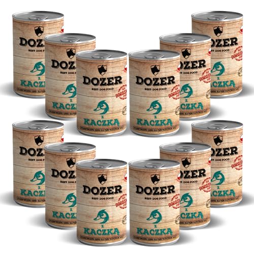 400g Hundefutter Dozer Premium Nassfutter getreidefrei Dosen RIND/Huhn/Ente (12 x 400g, Ente) von DTP-SOFT