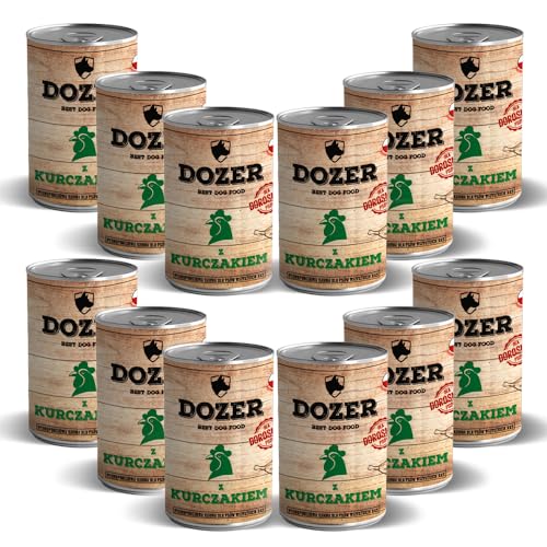 400g Hundefutter Dozer Premium Nassfutter getreidefrei Dosen RIND/Huhn/Ente (12 x 400g, Huhn) von DTP-SOFT