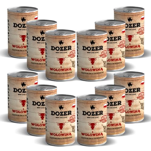 400g Hundefutter Dozer Premium Nassfutter getreidefrei Dosen RIND/Huhn/Ente (12 x 400g, Rindfleisch) von DTP-SOFT