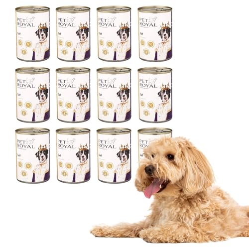 400g Hundefutter Pet Royal Lamm oder Kalb Premium Nassfutter getreidefrei Dose (12 x 400g, Kalbfleisch) von DTP-SOFT