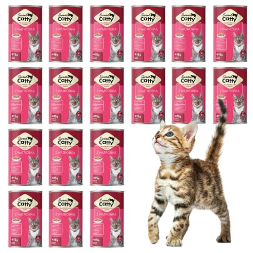 415g Nassfutter für Katzen | Katzenfutter Stückchen in Soße Hoher Fleischanteil, reich an Vitaminen und Mineralien | In 4 verschiedenen Geschmacksrichtungen (24 x 415g, Leber) von DTP-SOFT