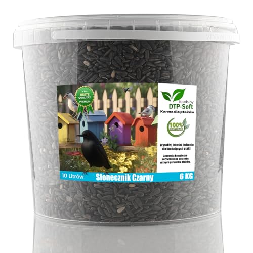 6kg Sonnenblumenkerne schwarz Streufutter Vogelfutter Vögel Wildvögel Sonnenblumen im Eimer (6 kg) von DTP-SOFT