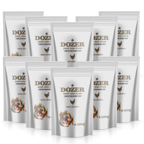 Dozer Hundefutter für Erwachsene Hunde 10 x 500g | Komplette Nahrung mit Huhn | Natürlich & Nahrhaft | Hundefutter Nass Premium 10 x 500g von DTP-SOFT