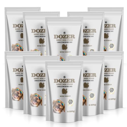 Dozer Hundefutter für Erwachsene Hunde | Komplette Nahrung mit Verschiedenen Fleischsorten (500g) | Natürlich & Nahrhaft | Hundefutter Nass (x 10, Ente) von DTP-SOFT