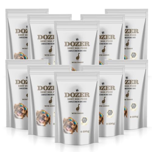 Dozer Hundefutter für Erwachsene Hunde | Komplette Nahrung mit Verschiedenen Fleischsorten (500g) | Natürlich & Nahrhaft | Hundefutter Nass (x 10, Gans) von DTP-SOFT