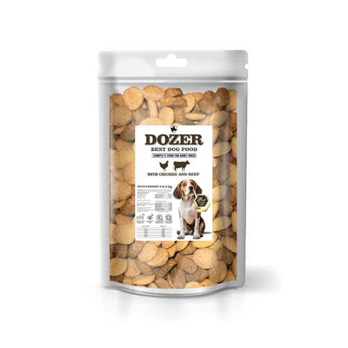 Dozer Premium Hundefutter - Umfassende Ernährung für Erwachsene Hunde, Formel mit Huhn und Rind | Trockenfutter | Hundefutter für ausgewachsene Hunde (0,5KG) von DTP-SOFT