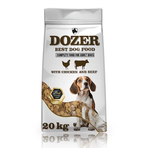 Dozer Premium Hundefutter - Umfassende Ernährung für Erwachsene Hunde, Formel mit Huhn und Rind | Trockenfutter | Hundefutter für ausgewachsene Hunde (20KG) von DTP-SOFT