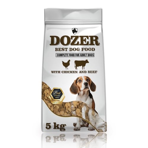 Dozer Premium Hundefutter - Umfassende Ernährung für Erwachsene Hunde, Formel mit Huhn und Rind | Trockenfutter | Hundefutter für ausgewachsene Hunde (5KG) von DTP-SOFT