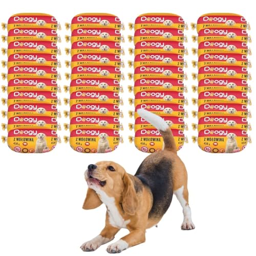 Hundewurst Rind | Hundefutter Wurst Nasfutter Hoher Fleischanteil Premium | Hunde-Rolle mit Rind | Nassfutter für Hunde (40 x 450g) von DTP-SOFT