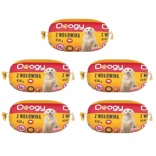 Hundewurst Rind | Hundefutter Wurst Nasfutter Hoher Fleischanteil Premium | Hunde-Rolle mit Rind | Nassfutter für Hunde (5 x 450g) von DTP-SOFT