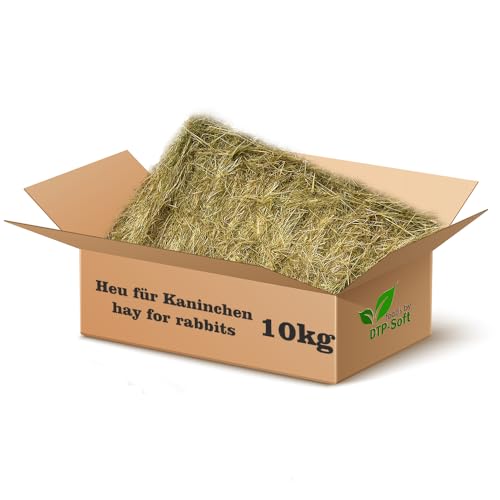 Natürliches Heu für Kaninchen | Hochwertiges Futter für Kleintiere | Frisch und Aromatisch | Frisches & unbehandeltes Wiesenheu | Heu Wiesenheu frisch & Crunchy Bio Futter Kaninchen (10KG) von DTP-SOFT