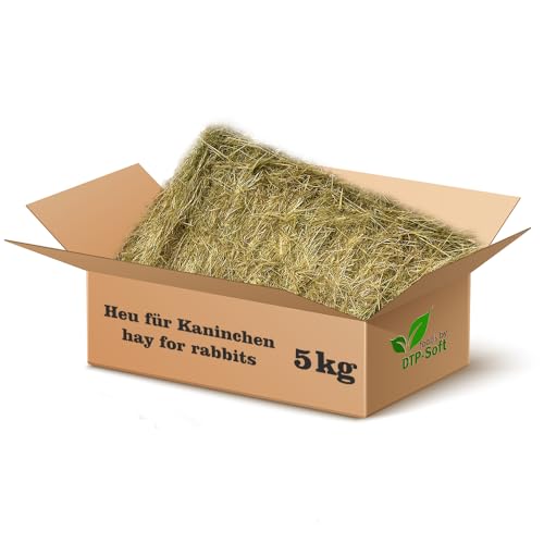 Natürliches Heu für Kaninchen | Hochwertiges Futter für Kleintiere | Frisch und Aromatisch | Frisches & unbehandeltes Wiesenheu | Heu Wiesenheu frisch & Crunchy Bio Futter Kaninchen (5KG) von DTP-SOFT