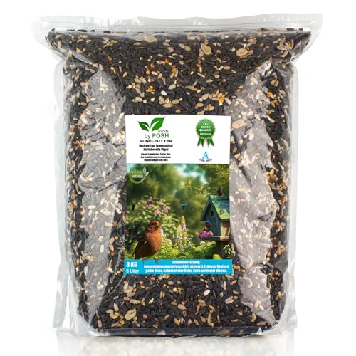 Vogelfutter Premium | Wildvogelfutter | Streufutter für Vögel Ganzjahresfütterung | Sonnenblumenkerne, Erdnüsse Rosinen, Getreide | Gimpel, Kleiber, Amsel | im Eimer | Mix A (3KG) von DTP-SOFT