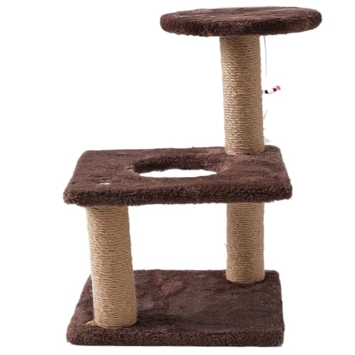 DTQBYOY Katzenspielzeug Dreischichtiges Dreisäuliges Katzenklettergerüst Aus Sisal, Katzenkratzbrett, Katzenkratzbaum, Katzenklettergerüst Katzenspielplatz(Brown) von DTQBYOY