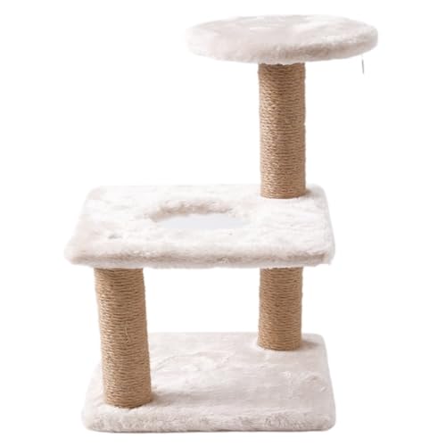 DTQBYOY Katzenspielzeug Dreischichtiges Dreisäuliges Katzenklettergerüst Aus Sisal, Katzenkratzbrett, Katzenkratzbaum, Katzenklettergerüst Katzenspielplatz(White) von DTQBYOY