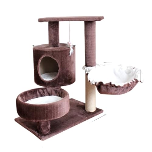 DTQBYOY Katzenspielzeug Katzen-Klettergerüst, Katzenregal, Holz, Kleines Nest, Klettergerüst, Matratze, Zubehör for Große Katzen, Rosa Säule, Warm Katzenspielplatz(Brown,C) von DTQBYOY