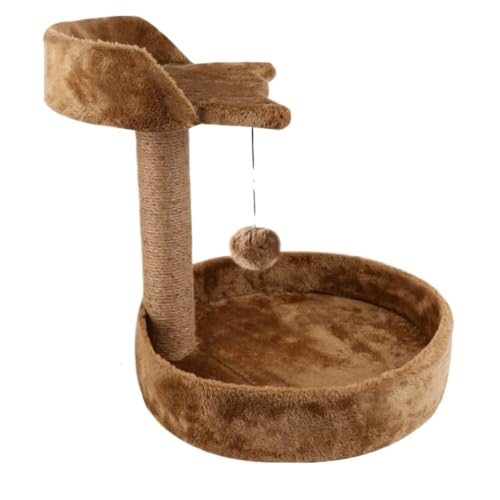 DTQBYOY Katzenspielzeug Katzen-Klettergerüst, Kleiner Hanfseil-Katzenkratzbaum, Nimmt Keinen Platz EIN, Kätzchen-Katzen-Kletterplattform Katzenspielplatz(Brown,C) von DTQBYOY