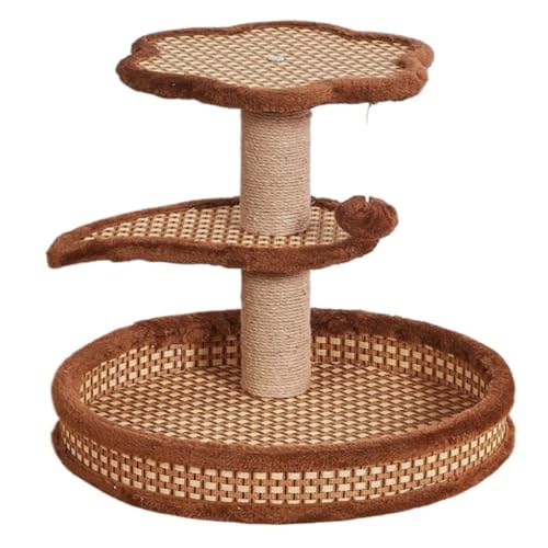 DTQBYOY Katzenspielzeug Katzenklettergerüst, Katzennest, Kratzbaum, Integrierte Kleine Sommer-Rattanmatte, Fusselt Nicht, Sisal-Katzenbrett Katzenspielplatz(Brown) von DTQBYOY