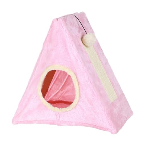 DTQBYOY Katzenspielzeug Katzenklettergerüst, Kleines Cattery, Katzenkratzbrett, Integriertes Loch, Kätzchenspielzeug, Eimer, Schleifklaue, Katzennest Katzenspielplatz(Pink) von DTQBYOY