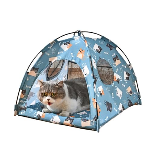 DTQBYOY Katzenspielzeug Katzenschutzzelt for alle Jahreszeiten, Katzen- und Hundehaus, Haustiernest, Katzenregale, Katzenwandrahmen, langlebiger Katzenturm Katzenspielplatz(Blue,M) von DTQBYOY