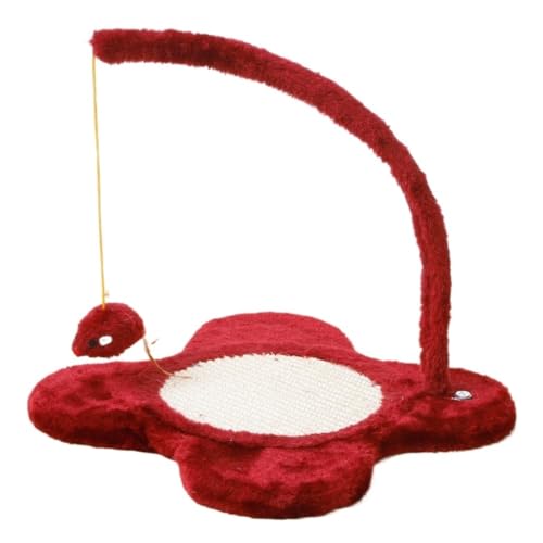 DTQBYOY Katzenspielzeug Katzenspielzeug, Blumenförmiges Sisal-Katzenkratzbrett, Hängender Magnet, Mausklaue, Schleifen, Haustierspielzeug, Verschleißfest Katzenspielplatz(Red) von DTQBYOY