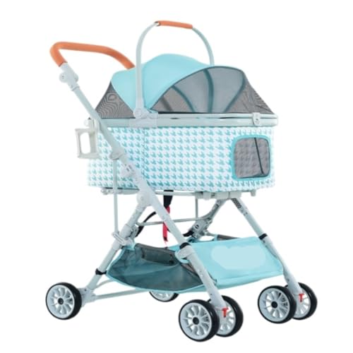 Hundewagen Abnehmbarer Haustier-Kinderwagen, Abnehmbarer Dreizweck-Universal-Haustier-Kinderwagen for Katzen und Hunde, Ausflugs-Kinderwagen Kinderwagen Für Haustiere(Blue) von DTQBYOY