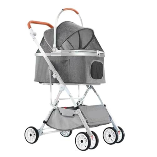 Hundewagen Abnehmbarer Kinderwagen for Haustiere, Abnehmbarer Dreizweck-Kinderwagen for Katzen Und Hunde, Universeller Kinderwagen Mit Hahnentrittmuster Kinderwagen Für Haustiere(G) von DTQBYOY