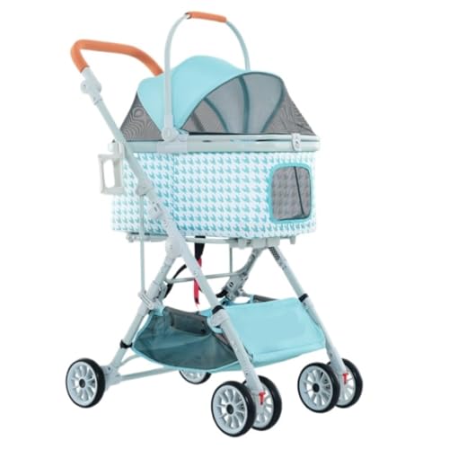 Hundewagen Abnehmbarer Kinderwagen for Haustiere, Abnehmbarer Dreizweck-Kinderwagen for Katzen Und Hunde, Universeller Kinderwagen Mit Hahnentrittmuster Kinderwagen Für Haustiere(L) von DTQBYOY