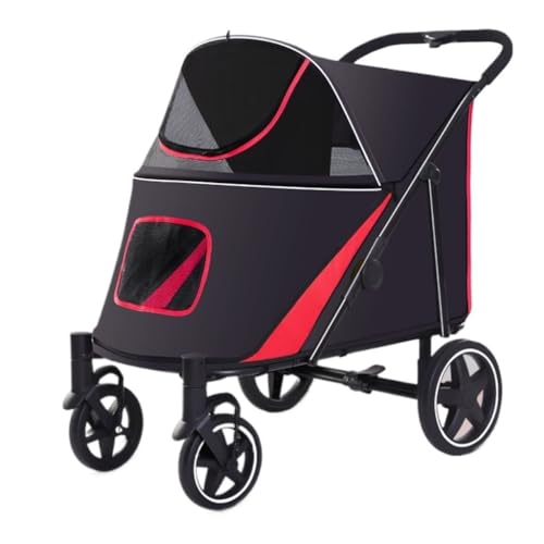 Hundewagen Bequemer Und Einfacher Haustier-Kinderwagen, Hunde-Kinderwagen, Faltbar, Aus Leichtem Material, for Katzen Und Hunde Mittlerer Und Großer Größe Kinderwagen Für Haustiere(Red) von DTQBYOY