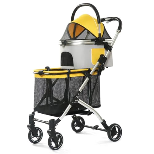 Hundewagen Bequemer und einfacher Haustier-Kinderwagen, Hunde-Kinderwagen, faltbar, aus leichtem Material, for Katzen und Hunde mittlerer und großer Größe Kinderwagen Für Haustiere von DTQBYOY