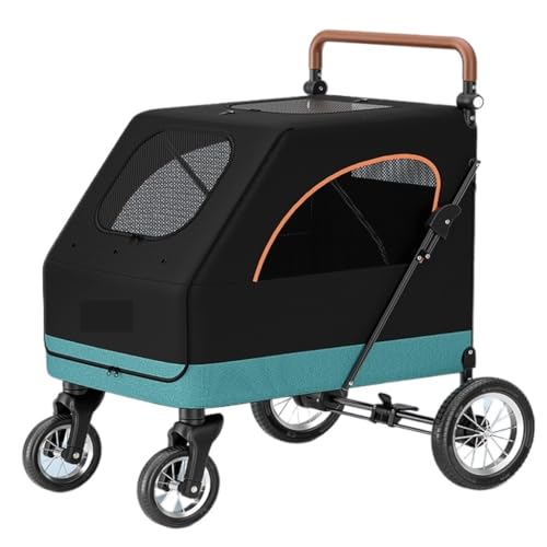 Hundewagen Bequemer und praktischer Kinderwagen for große Hunde for Haustiere, faltbares und leichtes Material for große Hunde und Katzen Kinderwagen Für Haustiere(Black) von DTQBYOY