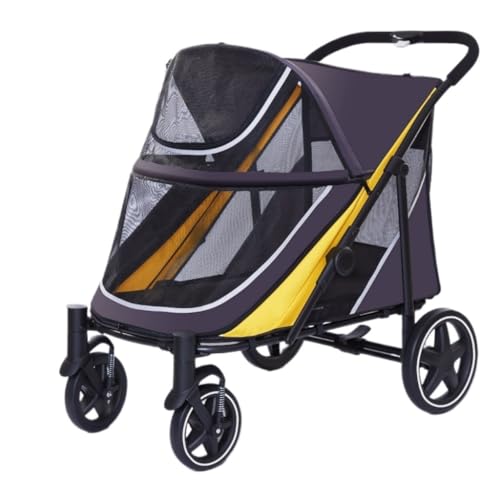 Hundewagen Der Haustier-Kinderwagen Ist Praktisch Und Einfach, Faltbar, Aus Leichtem Material, Mittlere Und Große Größe for Katzen Und Hunde Kinderwagen Für Haustiere(Black) von DTQBYOY