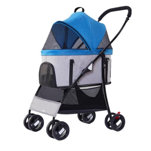 Hundewagen Der Haustier-Kinderwagen Ist Praktisch Und Einfach, Faltbar, Aus Leichtem Material, Mittlere Und Große Größe for Katzen Und Hunde Kinderwagen Für Haustiere(Blue) von DTQBYOY